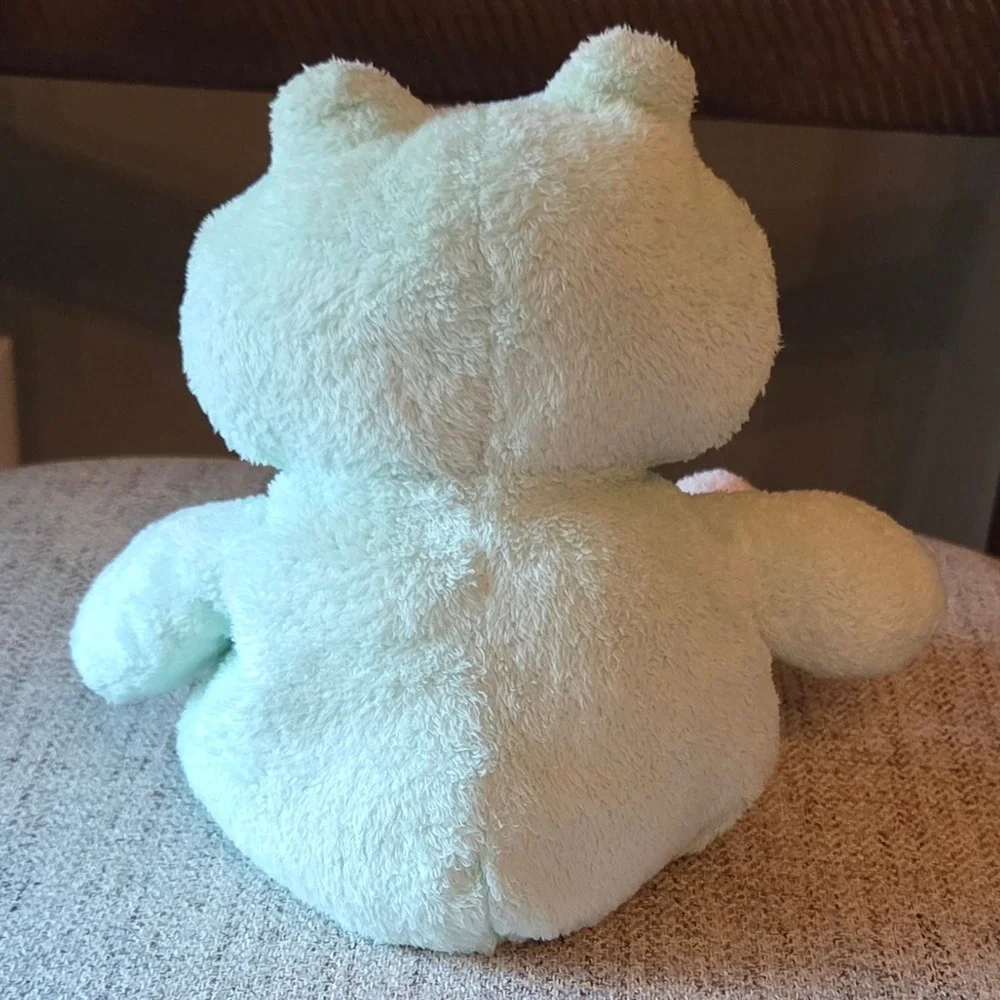 Vtg Ty Pluffies Grins Frog Plush Mint Green Pink 2002 TyLux Lovey Stuffed Toy